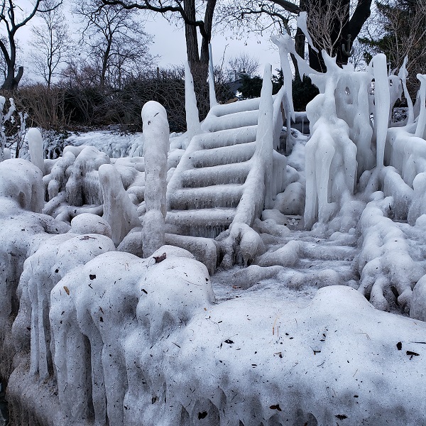 Jan 25 Wooden stairs encased in ice