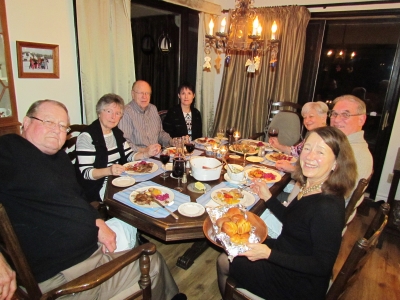 2013 Friends gather
      around the table at Beaco Court