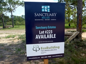 Sign depicting an available lot in Sanctuary Estates
