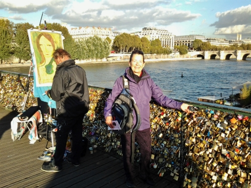 2013 France Paris kathy
        at the Bridge of Padlocks