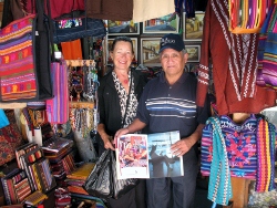 Kathy does last
        minute shopping in Guat City with her favourite merchant